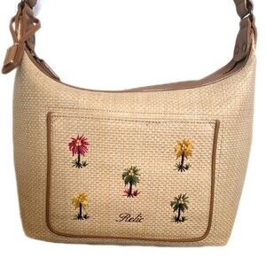 Relic purse - flawless, brand new - palm tree embroidery - woven & leather